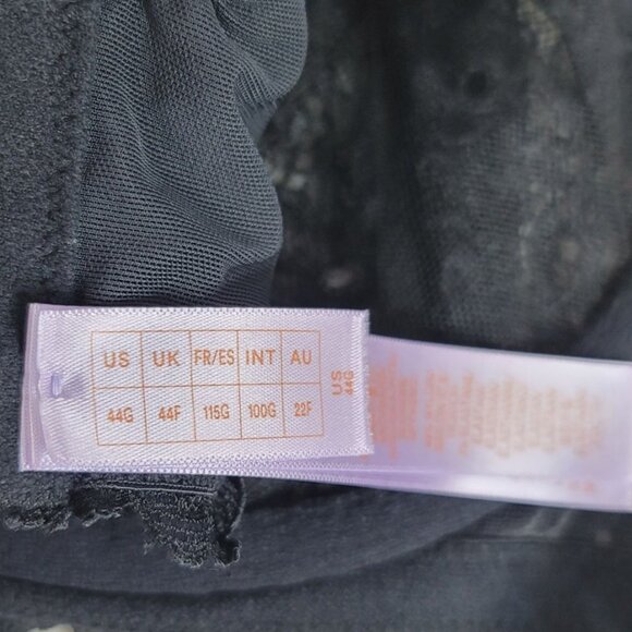 Savage X Fenty Underwire Bra Black 44G Sheer Lace Adj Unpadded Full Coverage - Picture 10 of 11